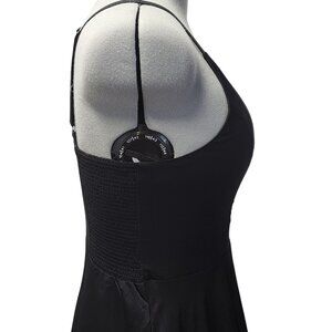 Fit & Flare Black Midi Dress With Spaghetti Straps